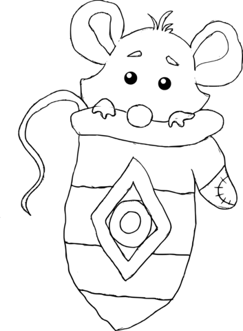 Mouse In A Mitten Coloring Page